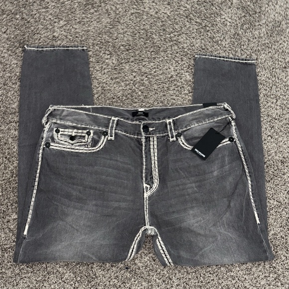 True Religion Dark Gray Straight Jeans - Picture 1 of 2